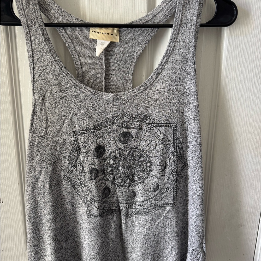 Enough About Me Gray Graphic Relaxed Tank Top